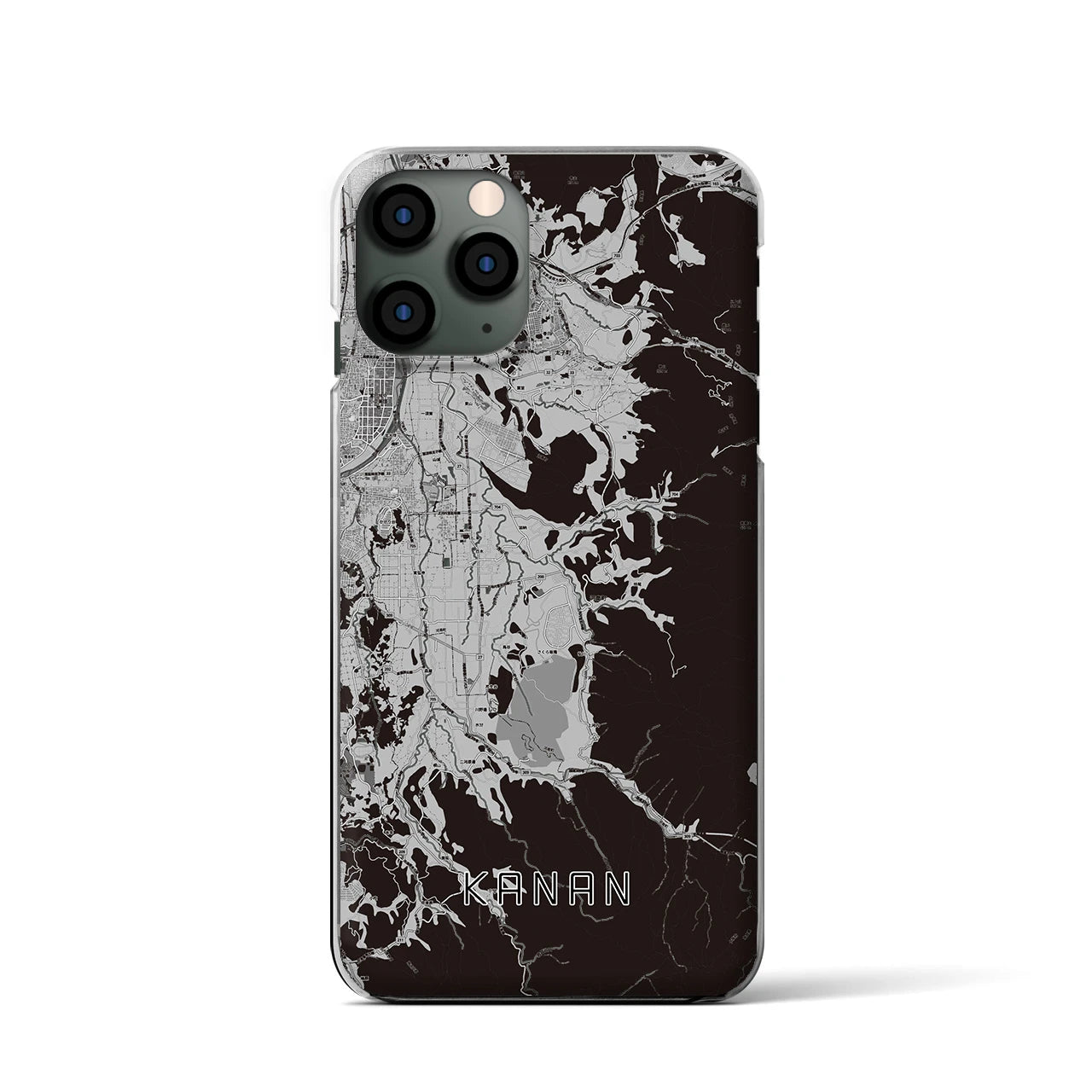 【河南(大阪府)】地図柄iPhoneケース(クリアタイプ)モノトーン・iPhone 11 Pro 用