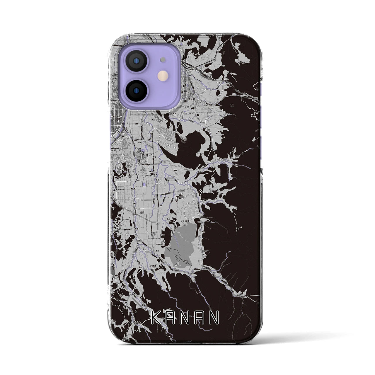【河南(大阪府)】地図柄iPhoneケース(クリアタイプ)モノトーン・iPhone 12 / 12 Pro 用