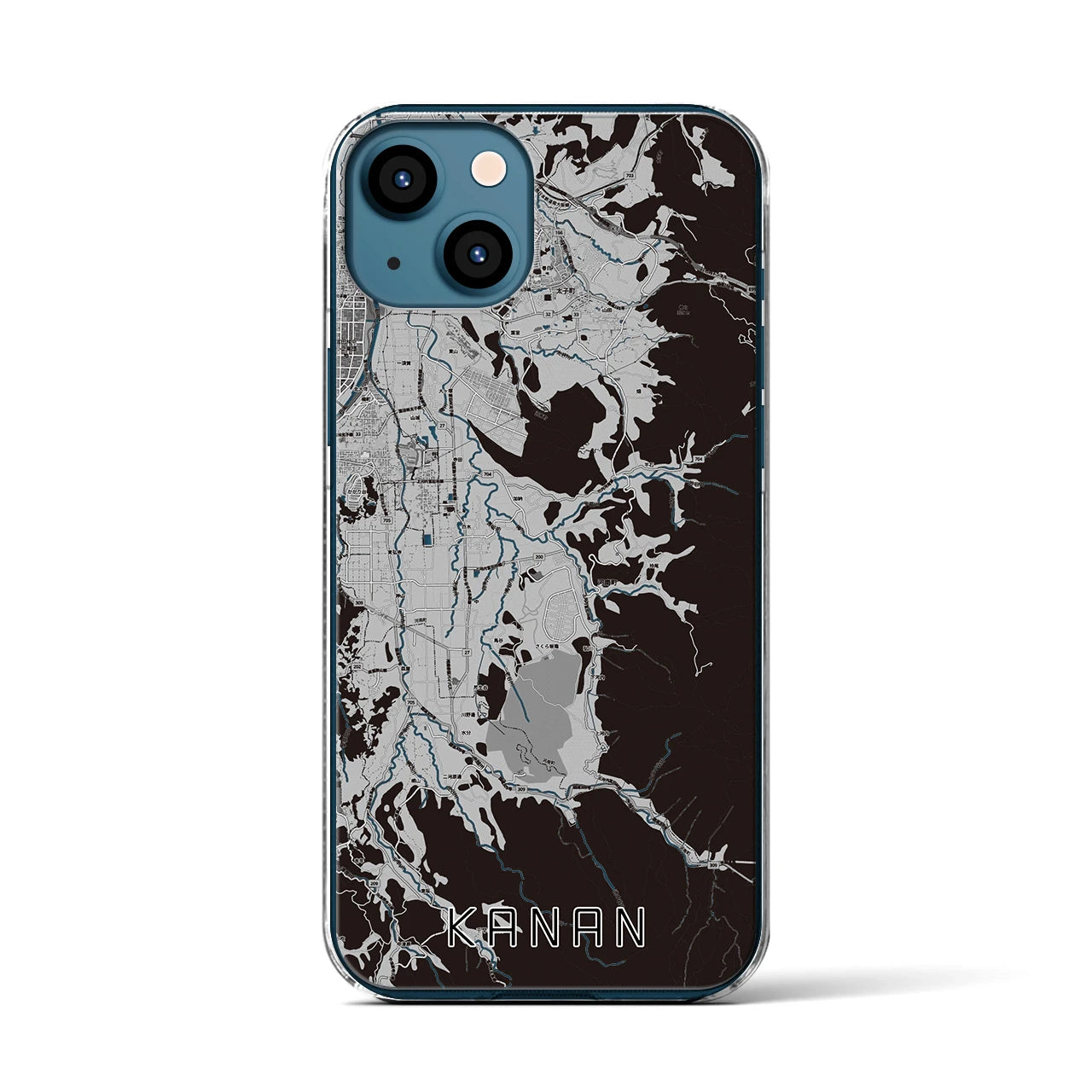 【河南(大阪府)】地図柄iPhoneケース(クリアタイプ)モノトーン・iPhone 13 用