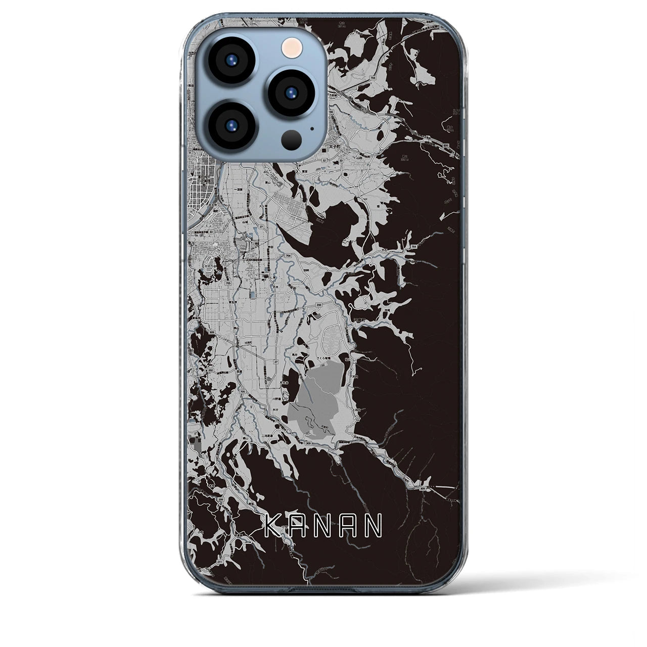 【河南(大阪府)】地図柄iPhoneケース(クリアタイプ)モノトーン・iPhone 13 Pro Max 用