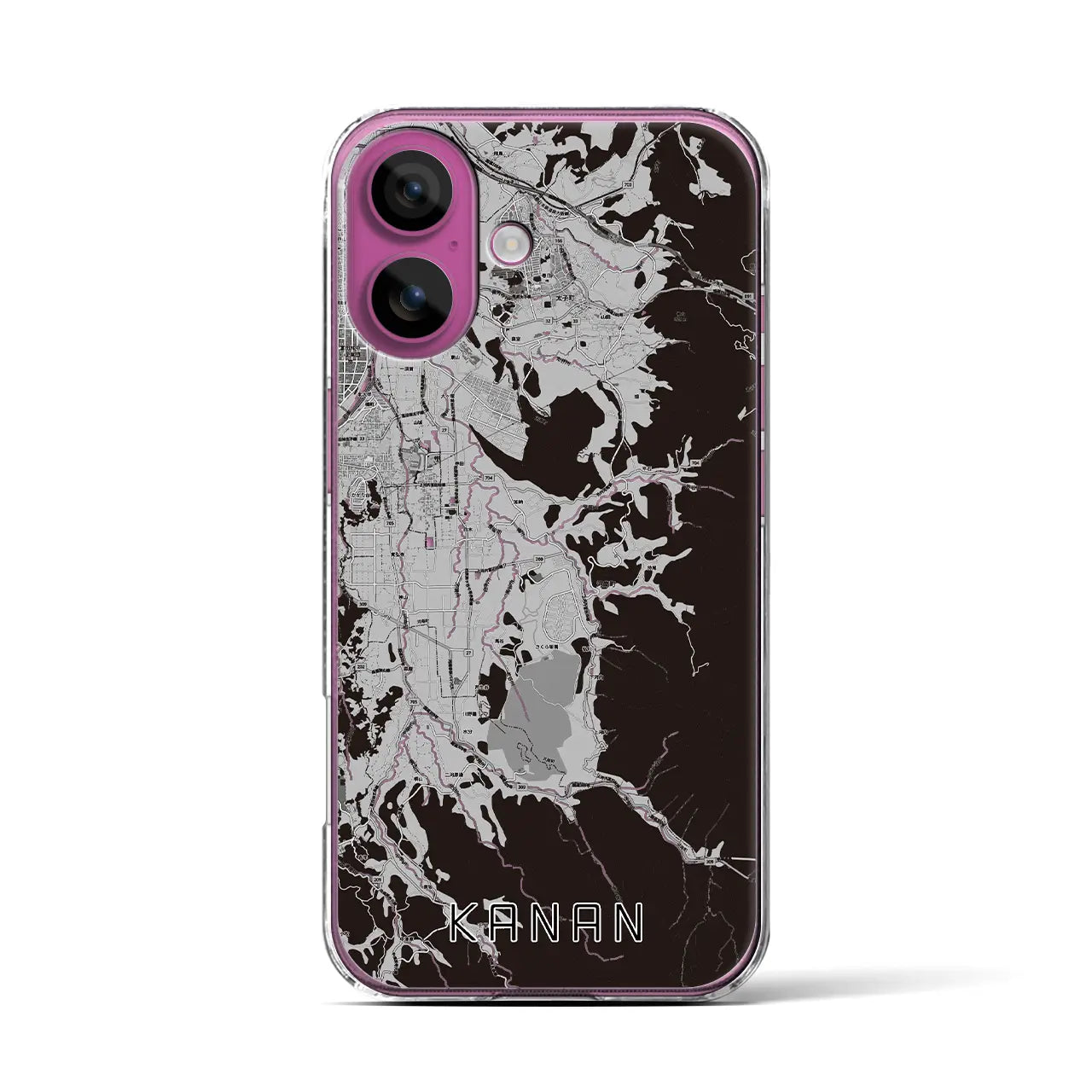 【河南(大阪府)】地図柄iPhoneケース(クリアタイプ)モノトーン・iPhone 16 Pro 用