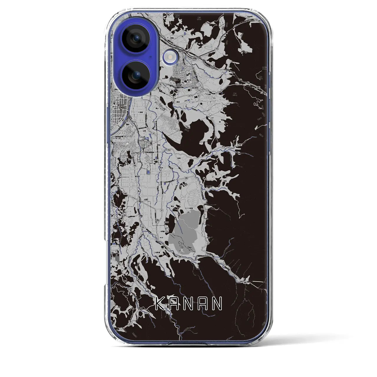 【河南(大阪府)】地図柄iPhoneケース(クリアタイプ)モノトーン・iPhone 16 Pro Max 用