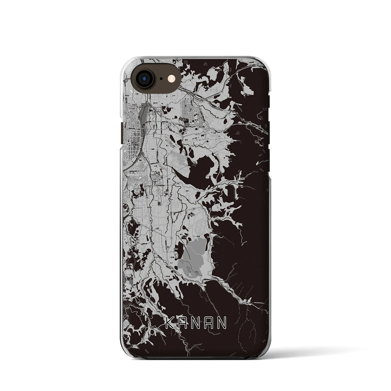 【河南(大阪府)】地図柄iPhoneケース(クリアタイプ)モノトーン・iPhone SE(第3 / 第2世代) / 8 / 7 / 6s / 6 用
