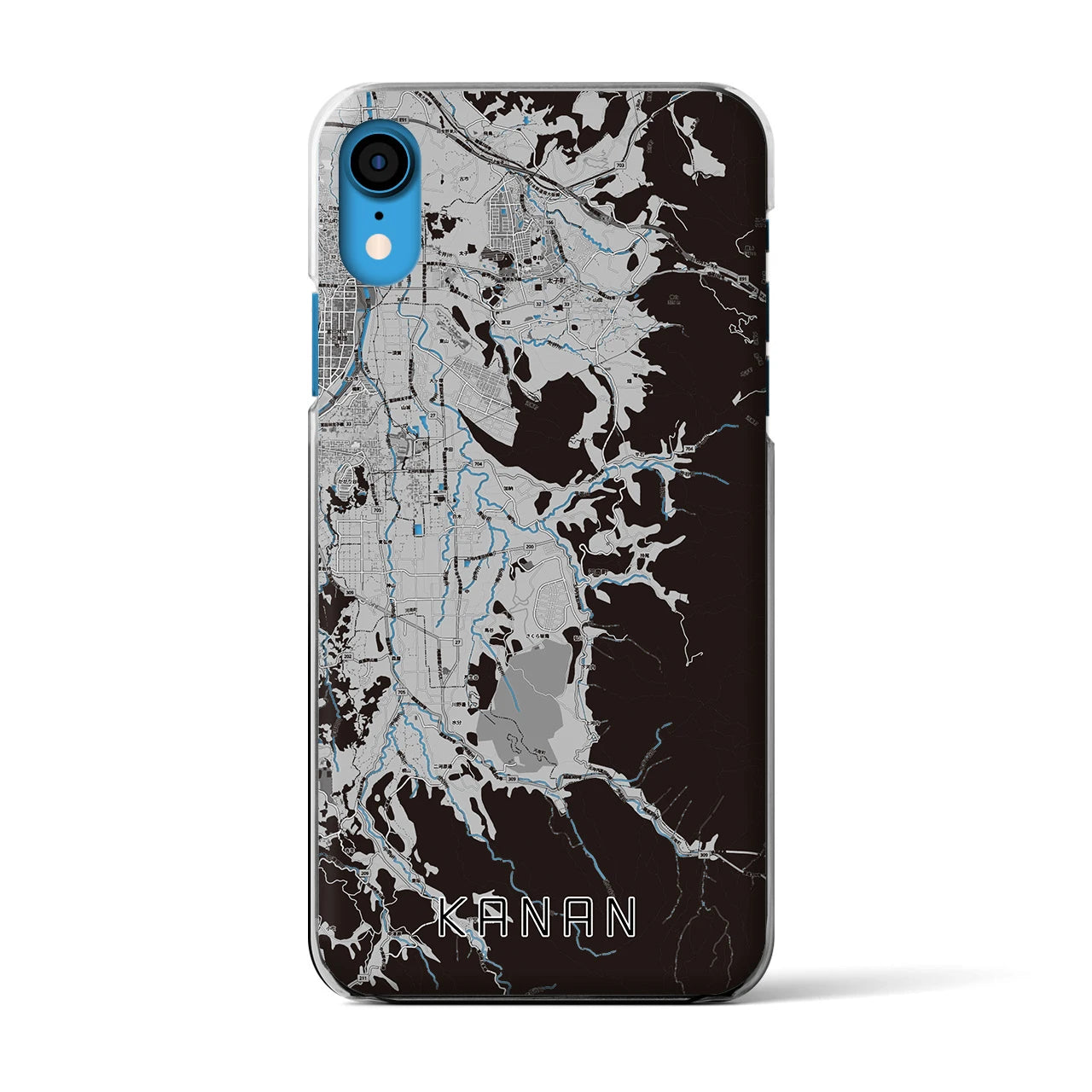 【河南(大阪府)】地図柄iPhoneケース(クリアタイプ)モノトーン・iPhone XR 用
