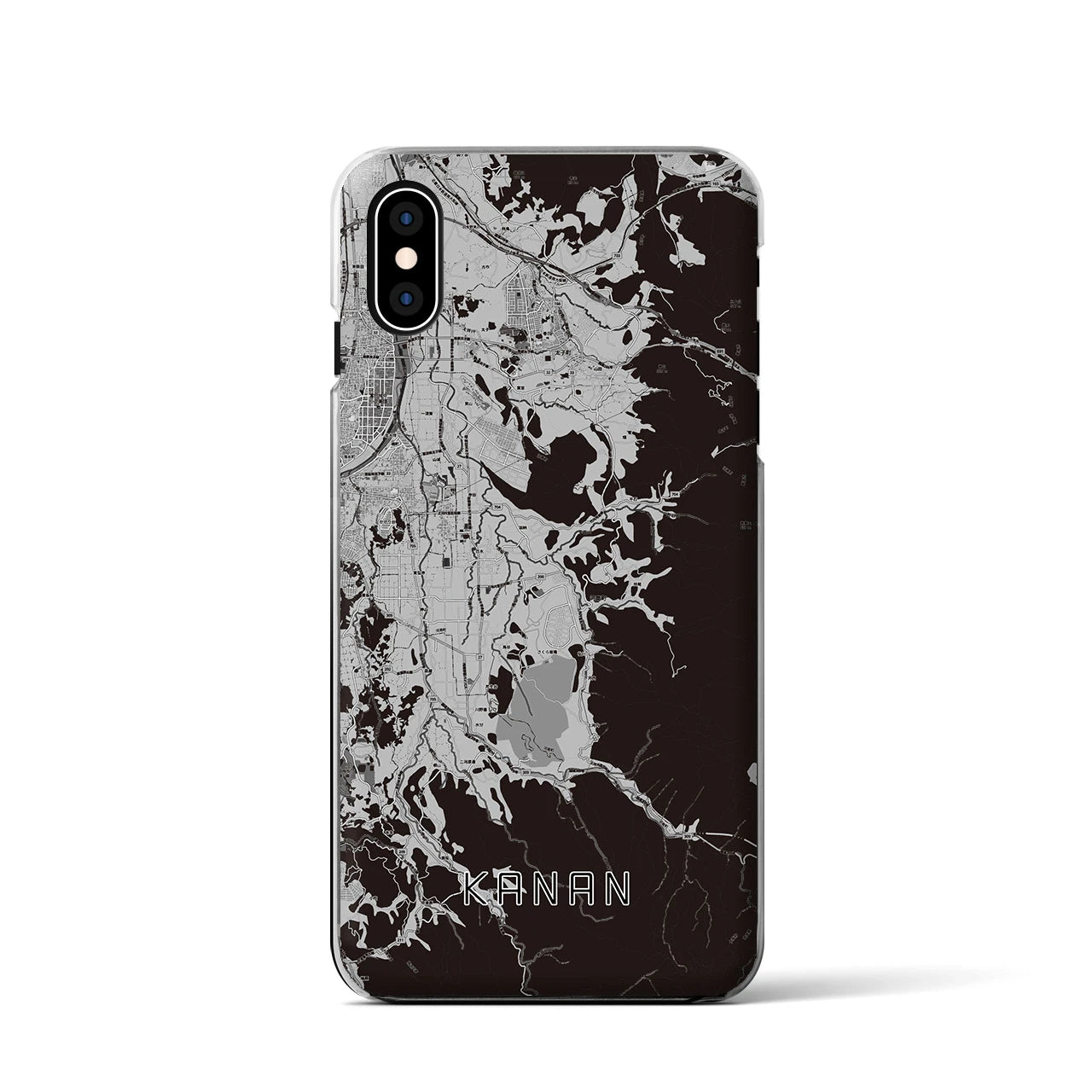 【河南(大阪府)】地図柄iPhoneケース(クリアタイプ)モノトーン・iPhone XS / X 用