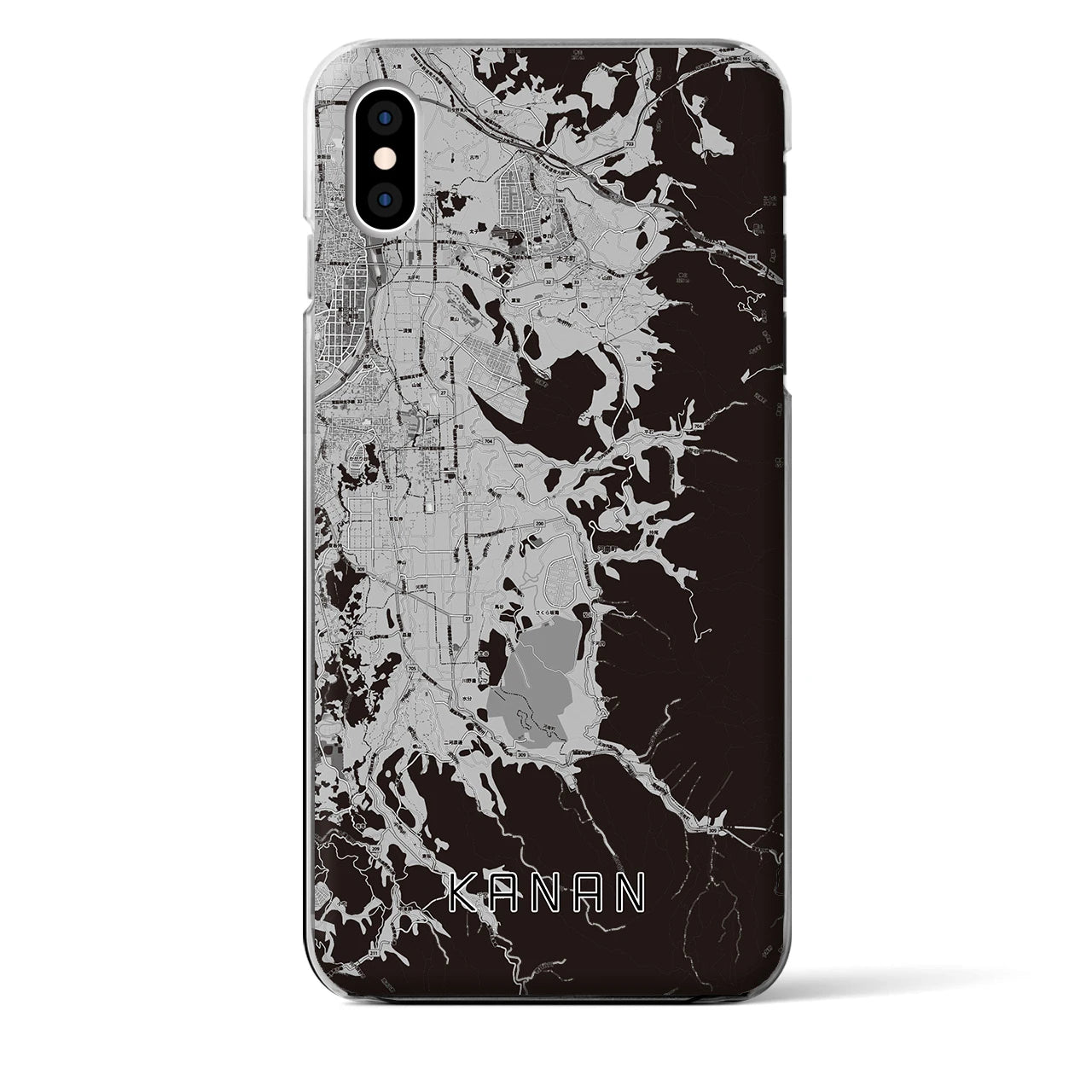 【河南(大阪府)】地図柄iPhoneケース(クリアタイプ)モノトーン・iPhone XS Max 用