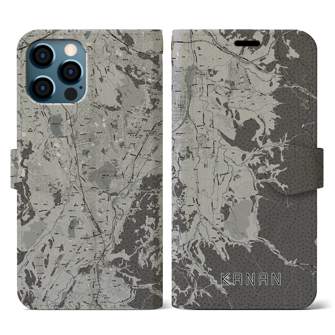 【河南(大阪府)】地図柄iPhoneケース(手帳タイプ)