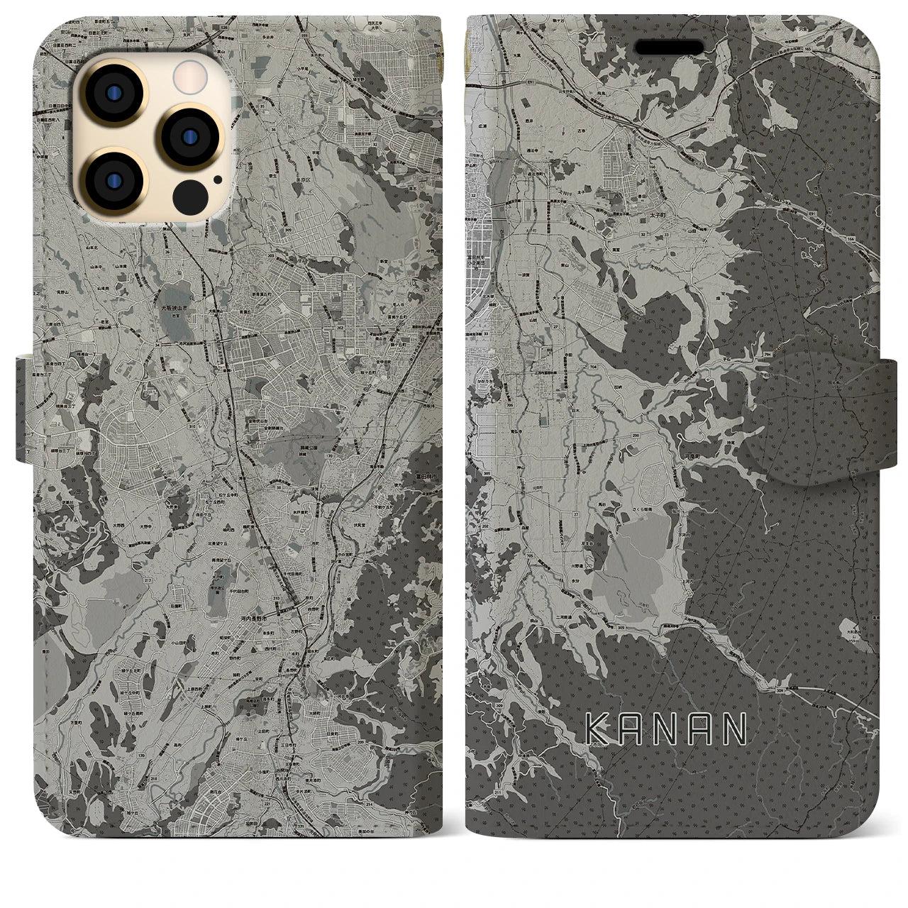 【河南(大阪府)】地図柄iPhoneケース(手帳タイプ)