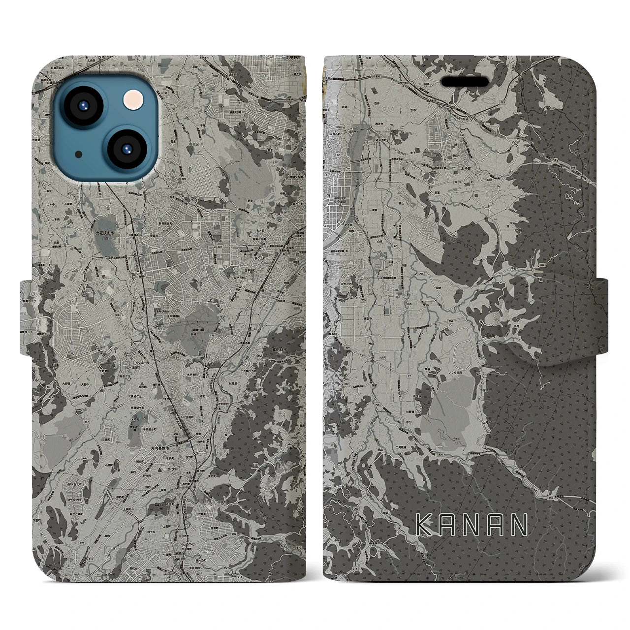 【河南(大阪府)】地図柄iPhoneケース(手帳タイプ)