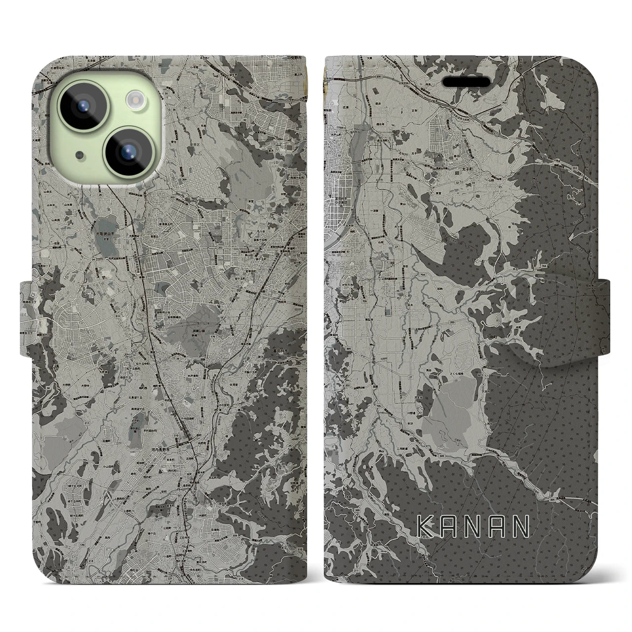 【河南(大阪府)】地図柄iPhoneケース(手帳タイプ)