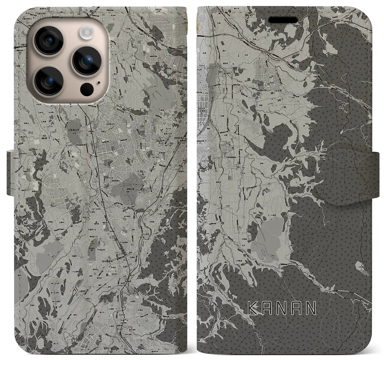 【河南(大阪府)】地図柄iPhoneケース(手帳タイプ)