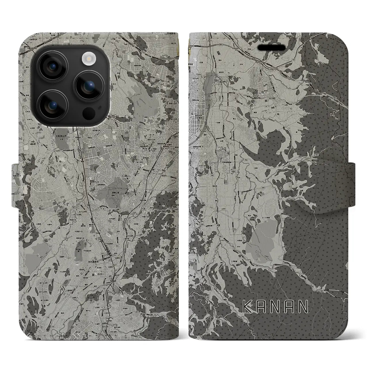 【河南(大阪府)】地図柄iPhoneケース(手帳タイプ)