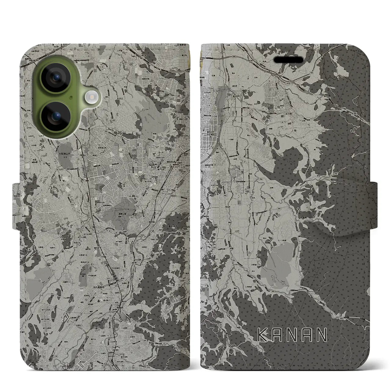 【河南(大阪府)】地図柄iPhoneケース(手帳タイプ)