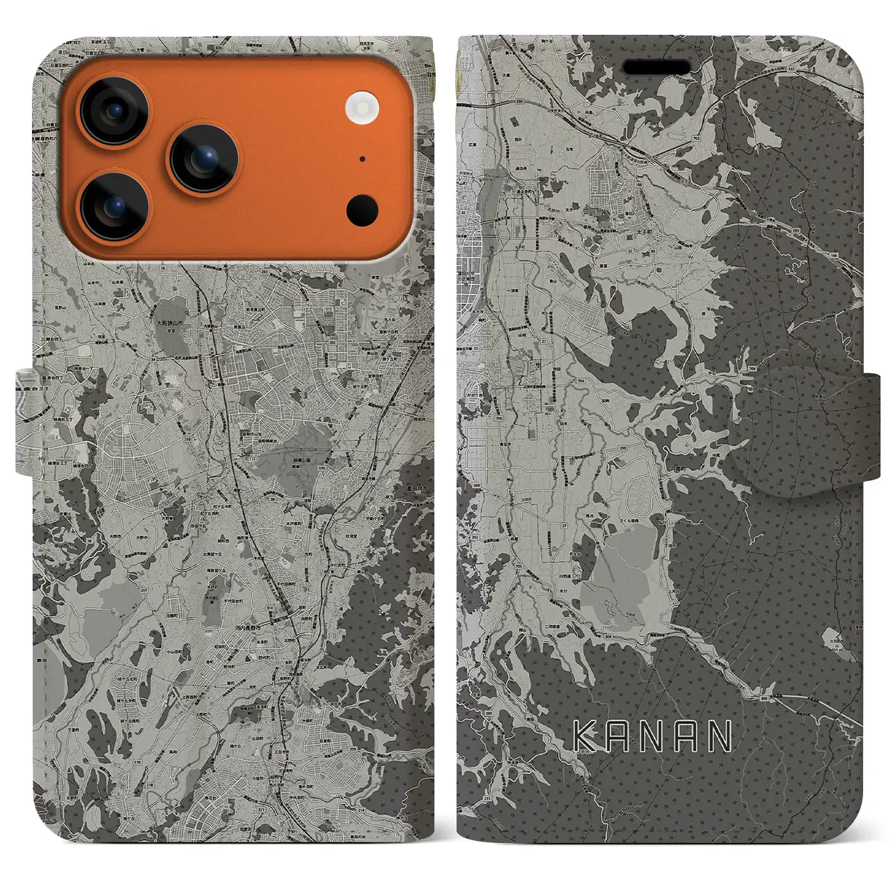 【河南(大阪府)】地図柄iPhoneケース(手帳タイプ)