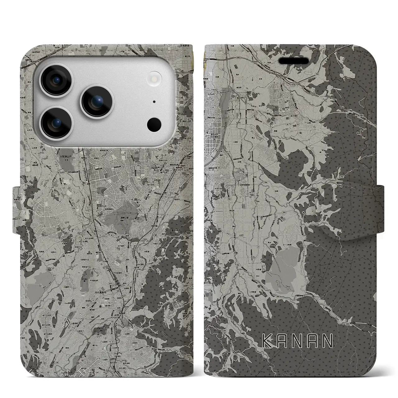 【河南(大阪府)】地図柄iPhoneケース(手帳タイプ)