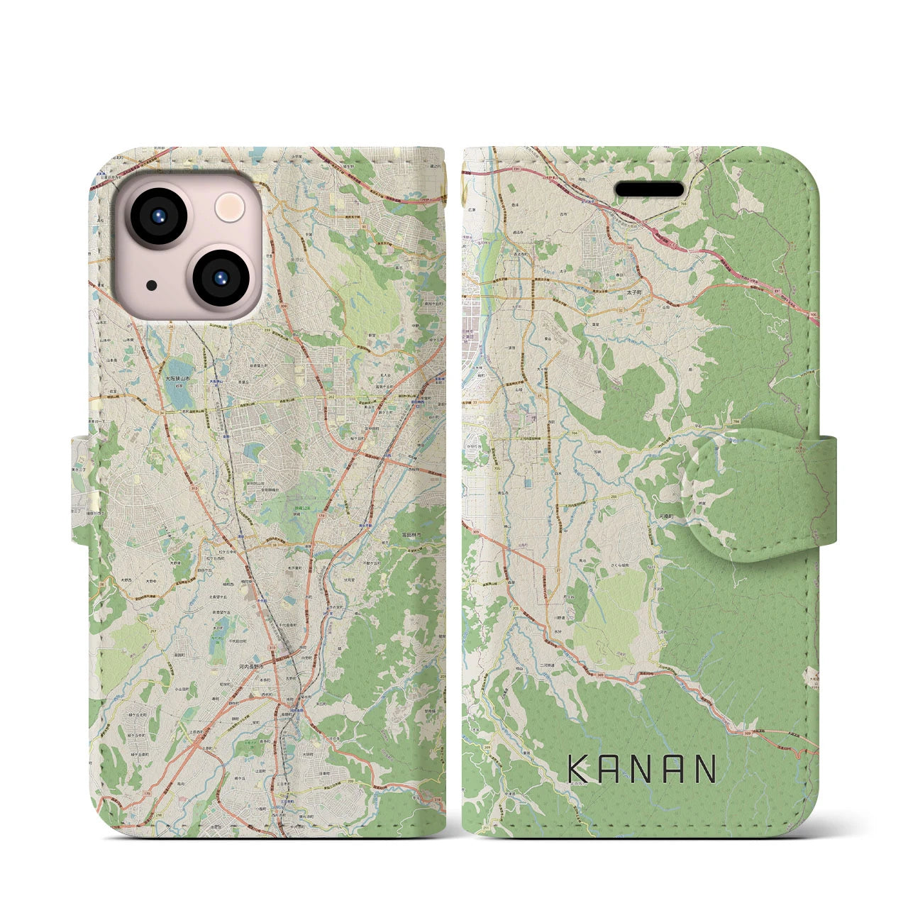 【河南(大阪府)】地図柄iPhoneケース(手帳タイプ)