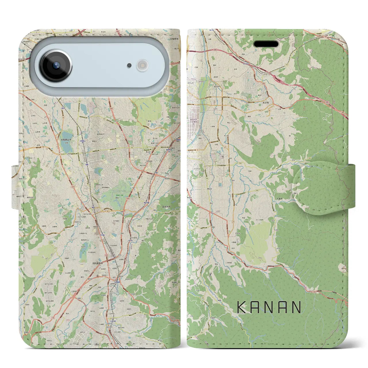 【河南(大阪府)】地図柄iPhoneケース(手帳タイプ)