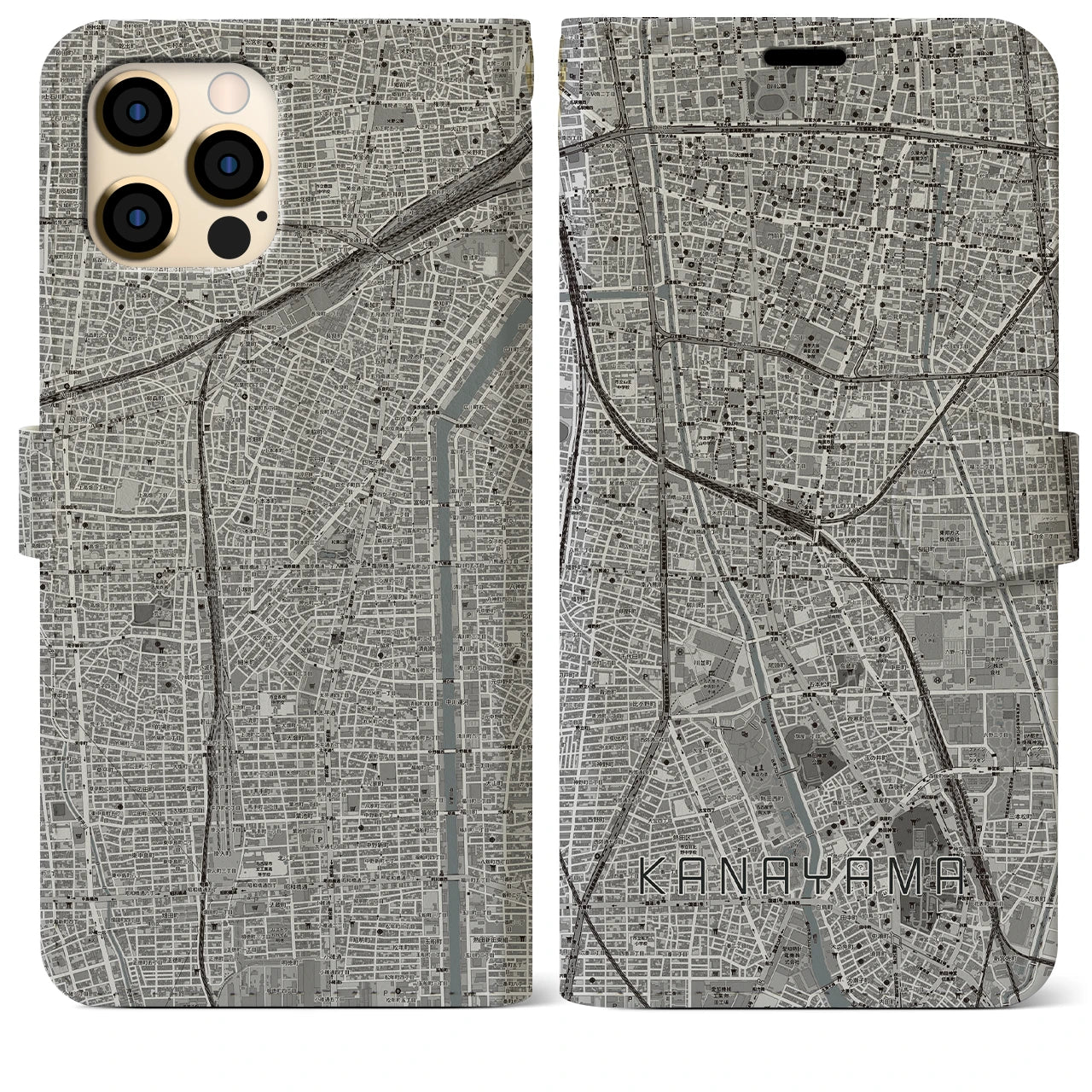 【金山(愛知県)】地図柄iPhoneケース(手帳タイプ)