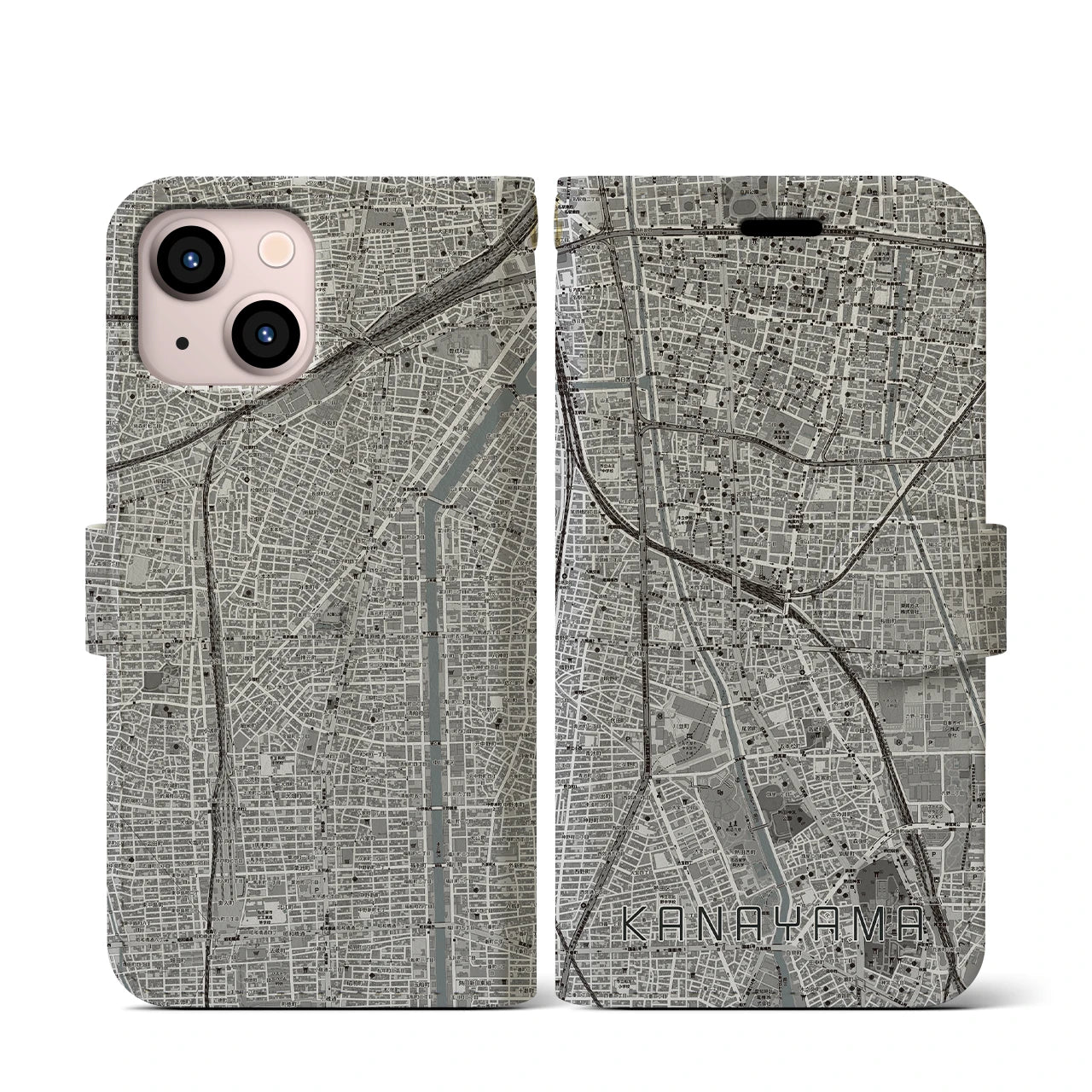 【金山(愛知県)】地図柄iPhoneケース(手帳タイプ)