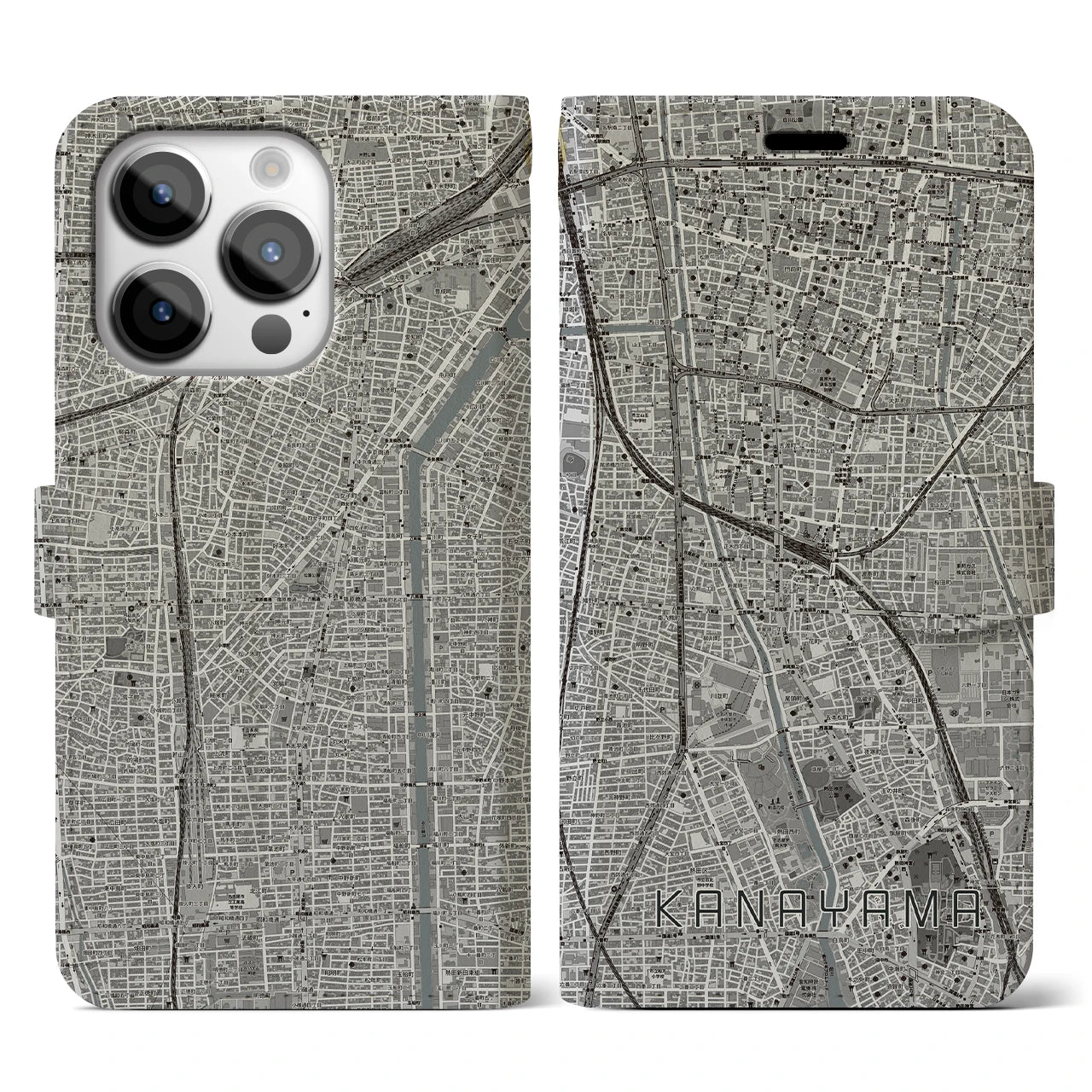 【金山(愛知県)】地図柄iPhoneケース(手帳タイプ)