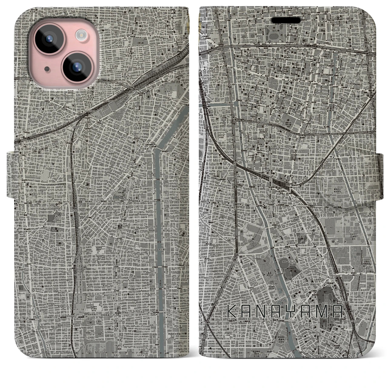 【金山(愛知県)】地図柄iPhoneケース(手帳タイプ)