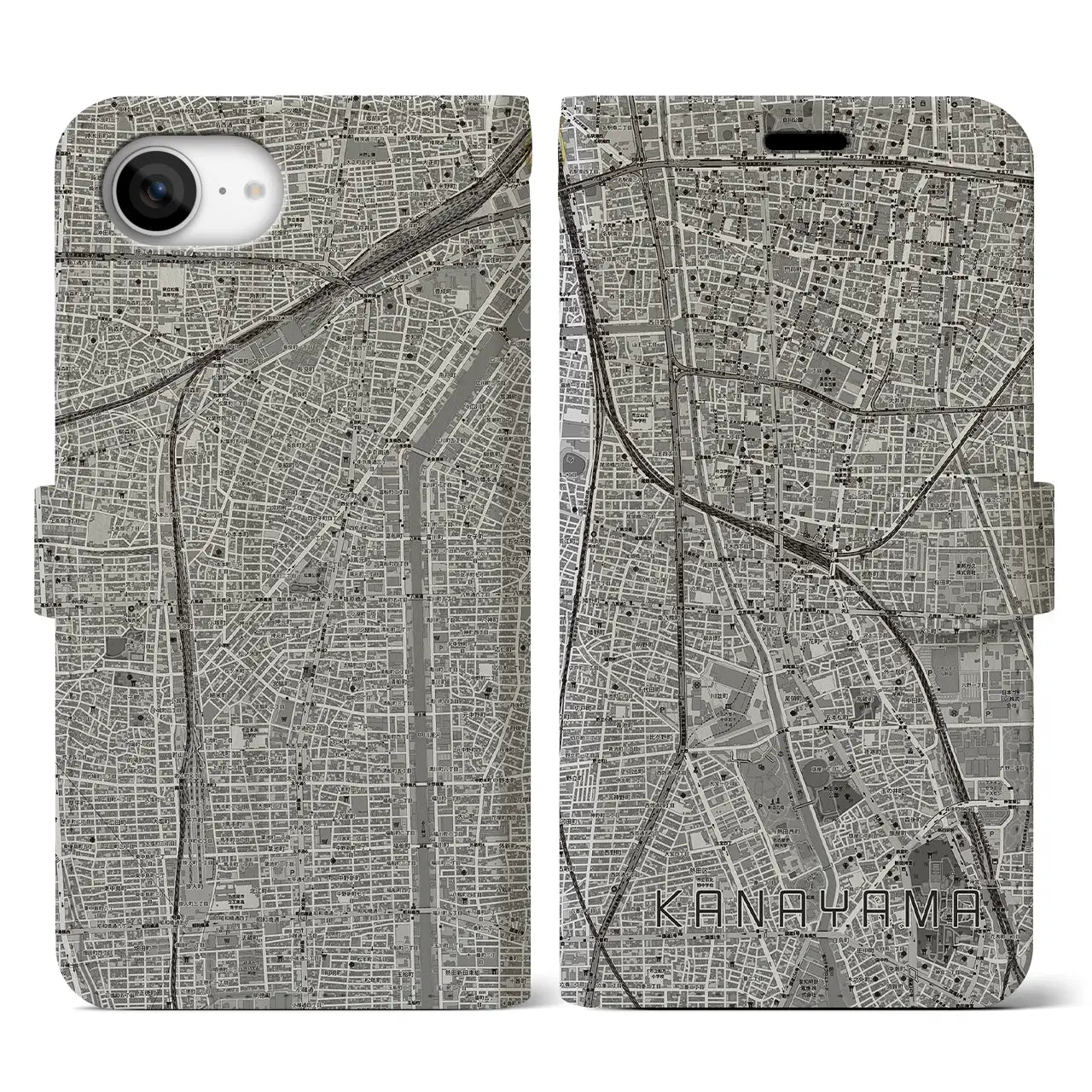 【金山(愛知県)】地図柄iPhoneケース(手帳タイプ)