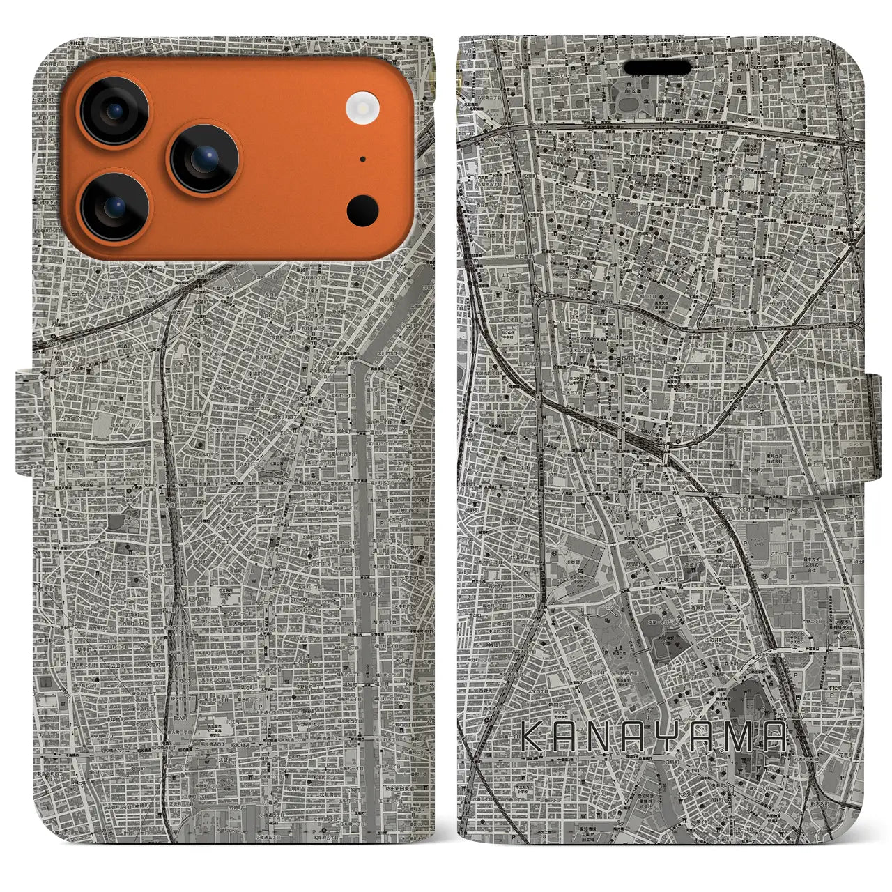 【金山(愛知県)】地図柄iPhoneケース(手帳タイプ)