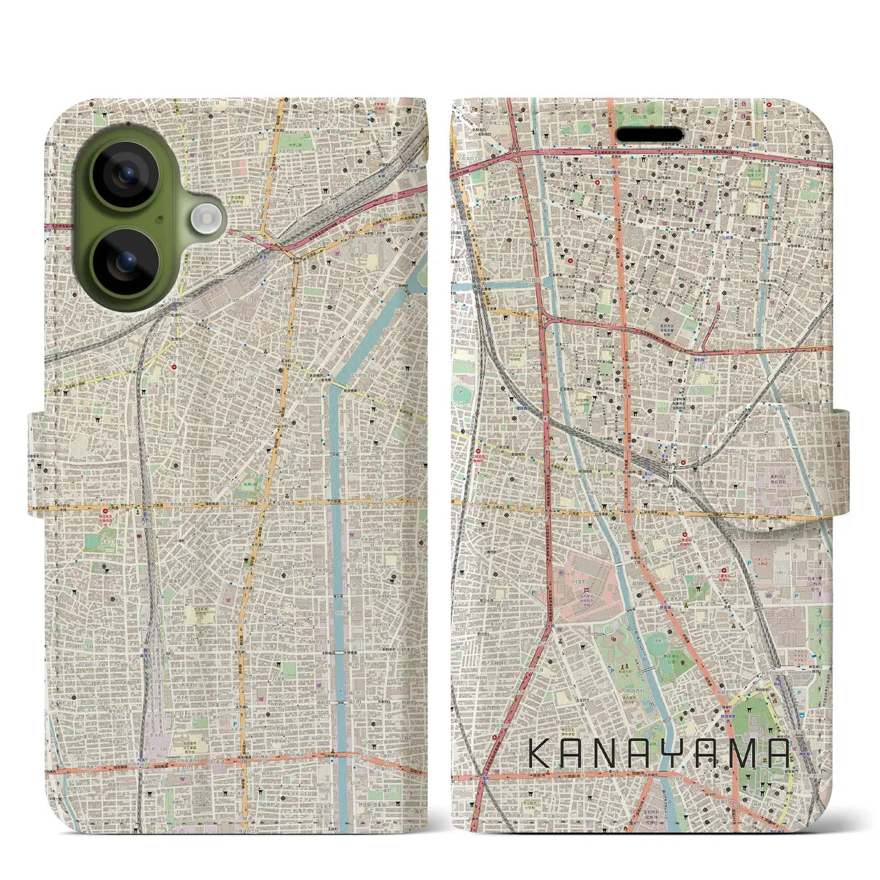 【金山(愛知県)】地図柄iPhoneケース(手帳タイプ)