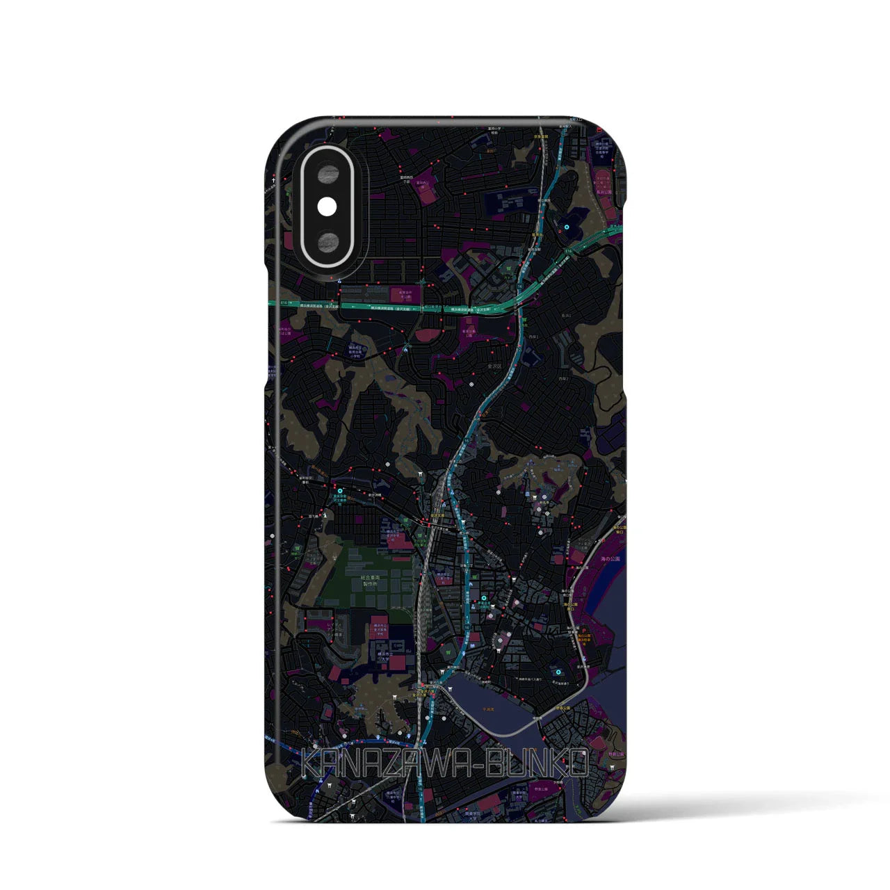 【金沢文庫(神奈川県)】地図柄iPhoneケース(バックカバータイプ)