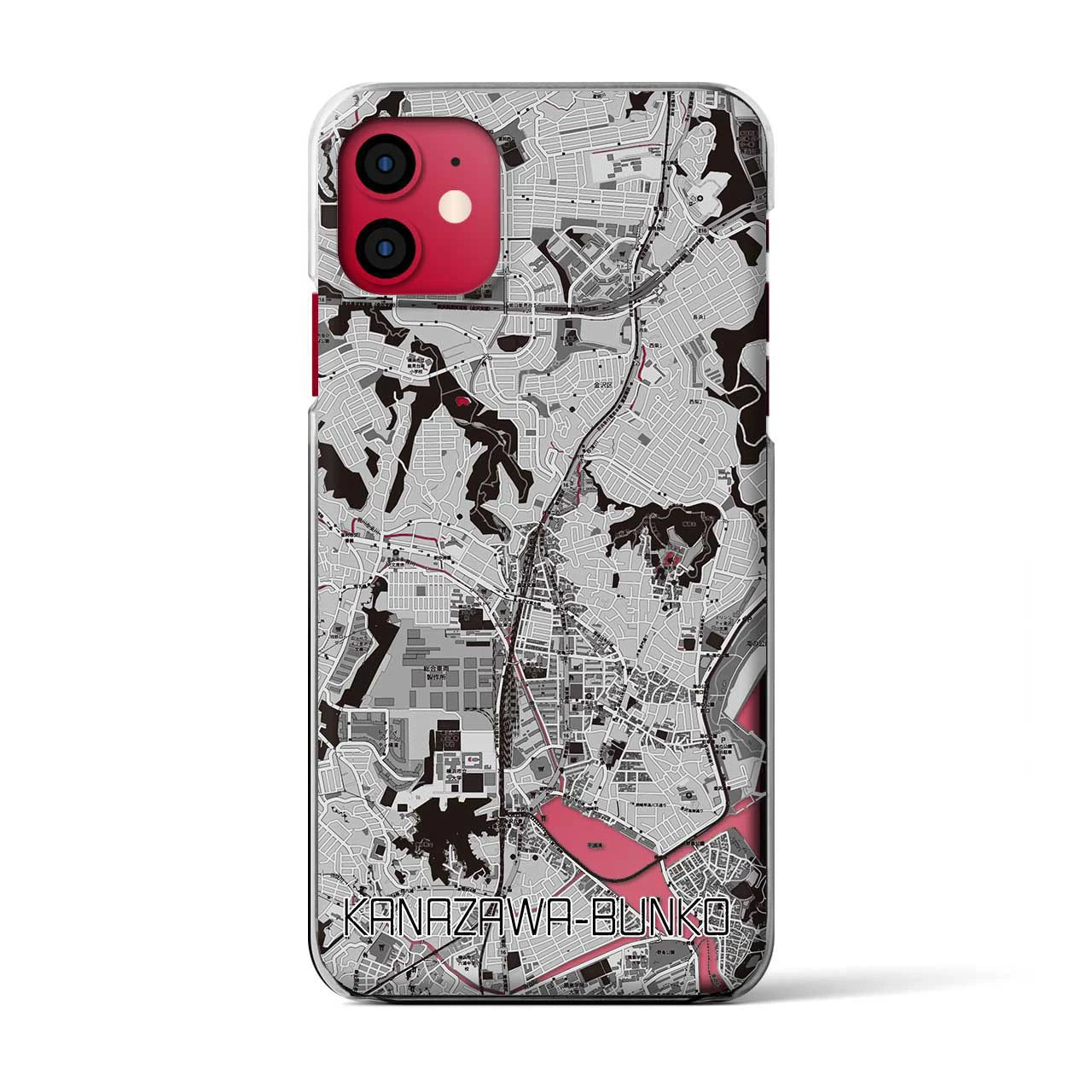 【金沢文庫(神奈川県)】地図柄iPhoneケース(クリアタイプ)モノトーン・iPhone 11 用