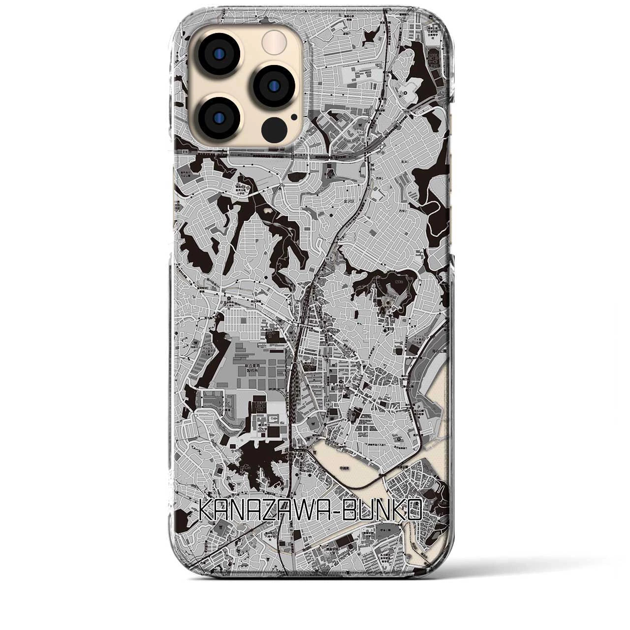 【金沢文庫(神奈川県)】地図柄iPhoneケース(クリアタイプ)モノトーン・iPhone 12 Pro Max 用