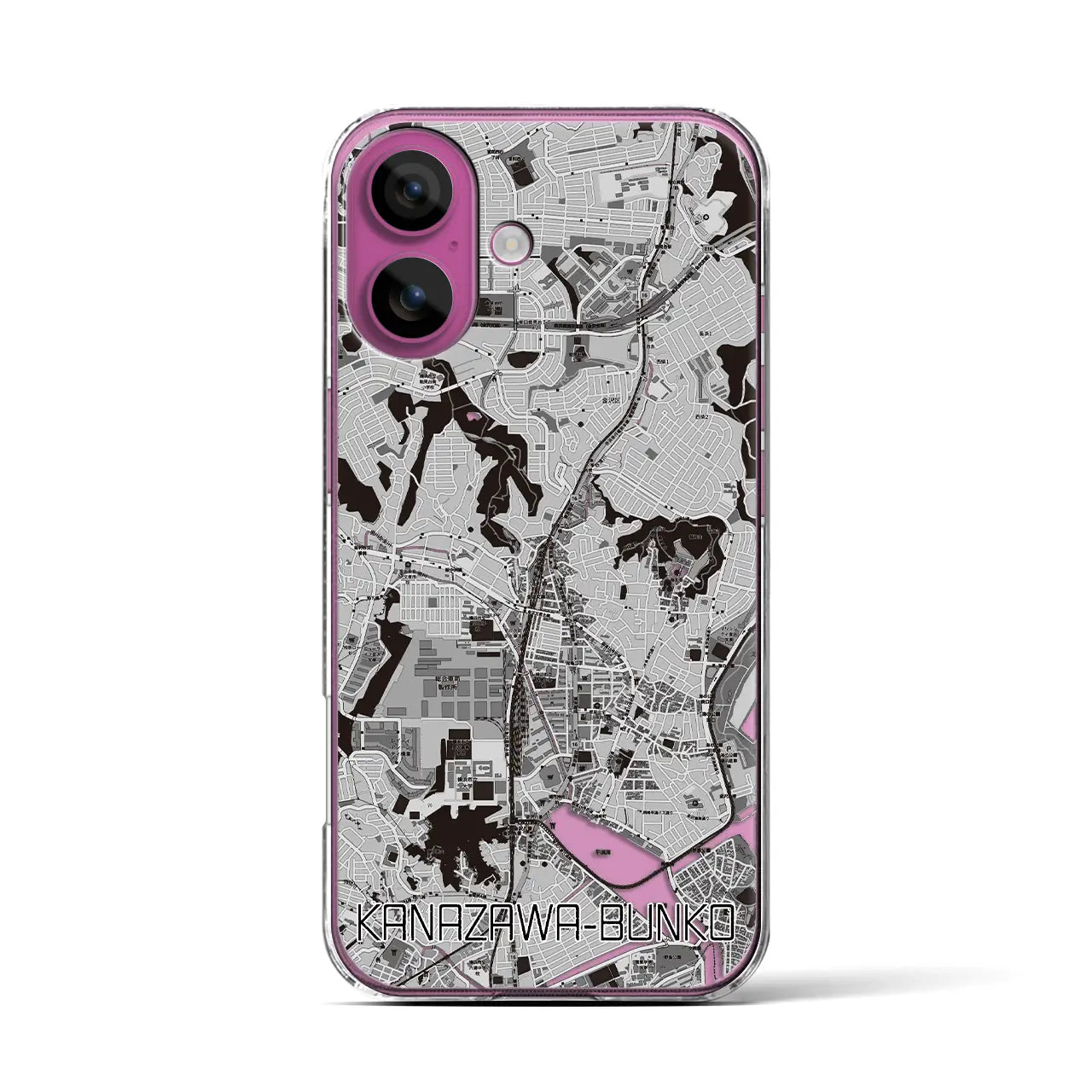 【金沢文庫(神奈川県)】地図柄iPhoneケース(クリアタイプ)モノトーン・iPhone 16 Pro 用