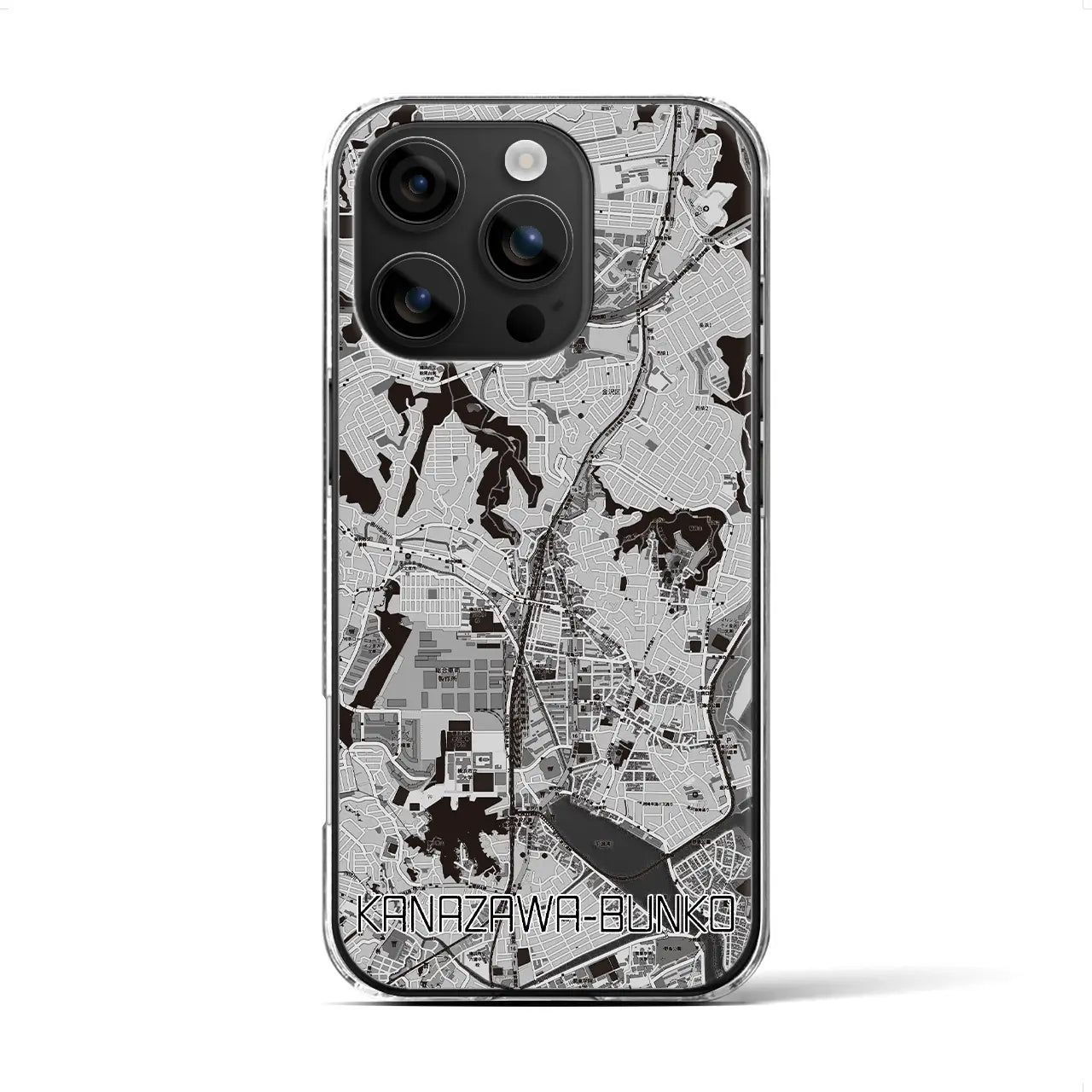【金沢文庫(神奈川県)】地図柄iPhoneケース(クリアタイプ)モノトーン・iPhone 16 用