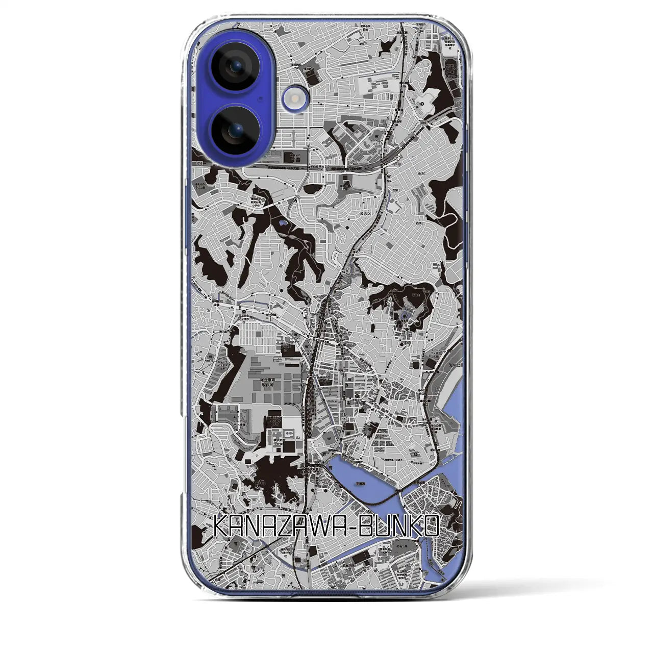 【金沢文庫(神奈川県)】地図柄iPhoneケース(クリアタイプ)モノトーン・iPhone 16 Pro Max 用