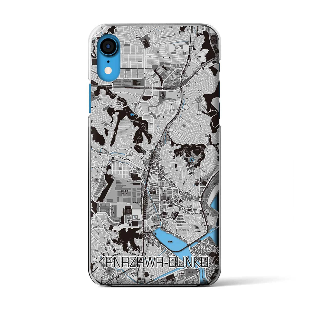 【金沢文庫(神奈川県)】地図柄iPhoneケース(クリアタイプ)モノトーン・iPhone XR 用