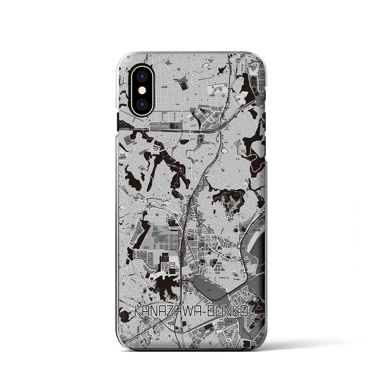 【金沢文庫(神奈川県)】地図柄iPhoneケース(クリアタイプ)モノトーン・iPhone XS / X 用