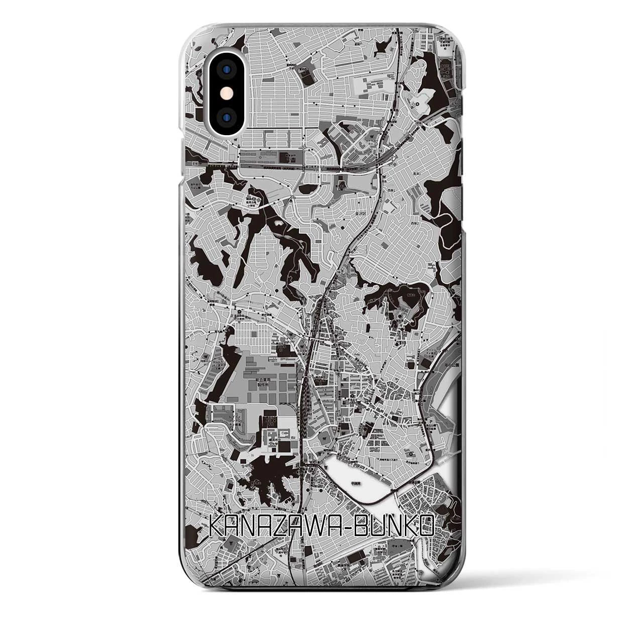 【金沢文庫(神奈川県)】地図柄iPhoneケース(クリアタイプ)モノトーン・iPhone XS Max 用