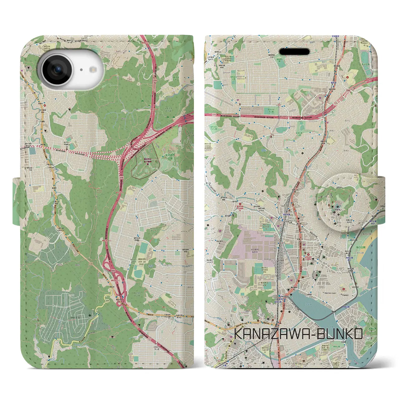 【金沢文庫(神奈川県)】地図柄iPhoneケース(手帳タイプ)