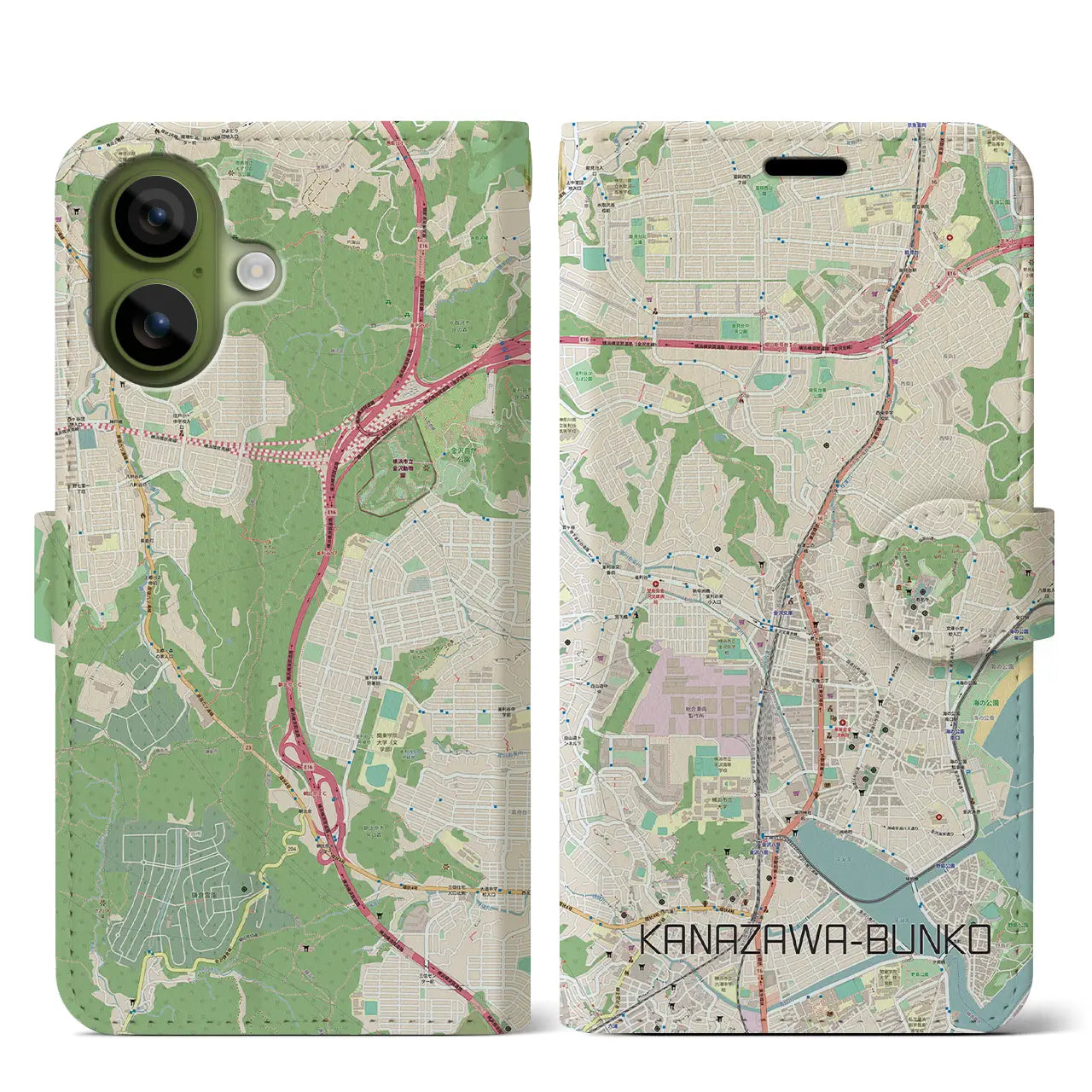 【金沢文庫(神奈川県)】地図柄iPhoneケース(手帳タイプ)