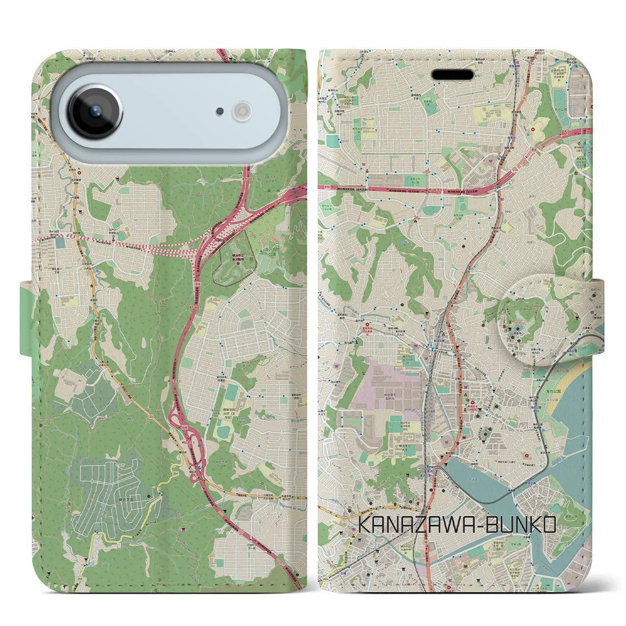 【金沢文庫(神奈川県)】地図柄iPhoneケース(手帳タイプ)