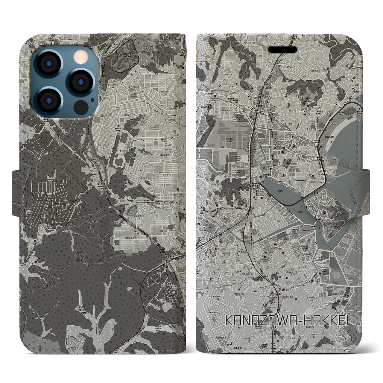 【金沢八景(神奈川県)】地図柄iPhoneケース(手帳タイプ)