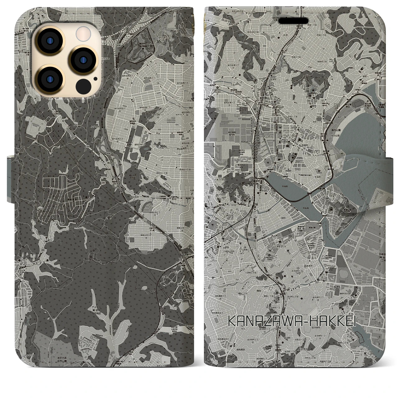 【金沢八景(神奈川県)】地図柄iPhoneケース(手帳タイプ)