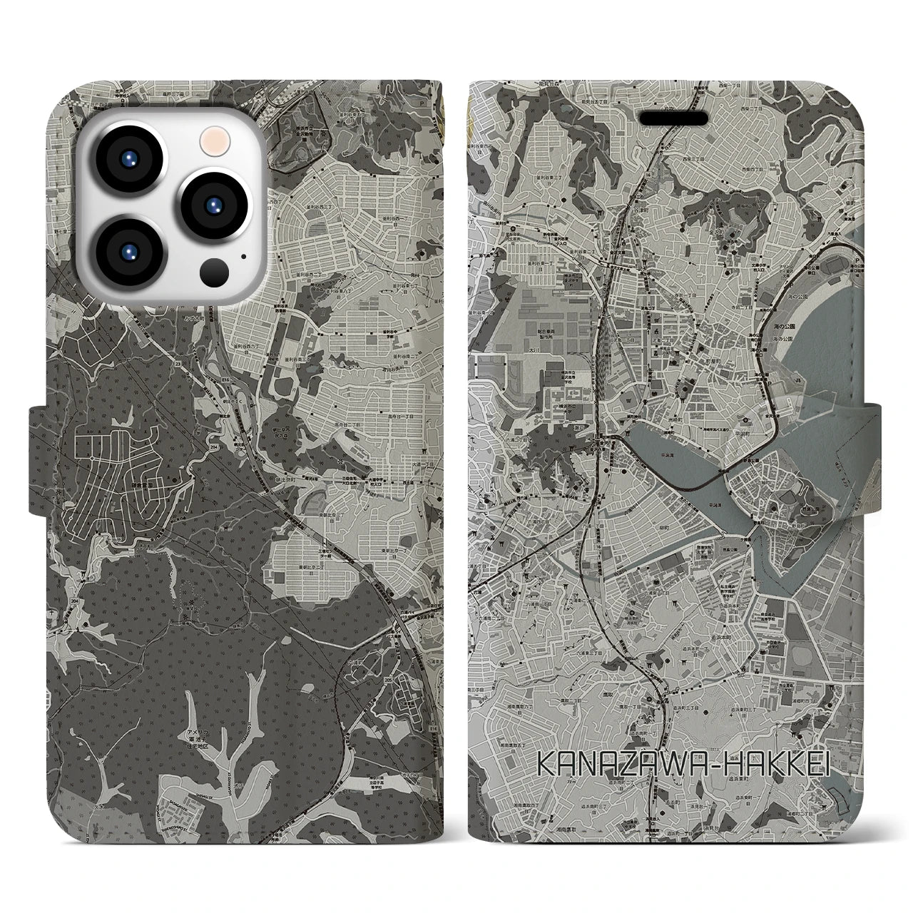 【金沢八景(神奈川県)】地図柄iPhoneケース(手帳タイプ)