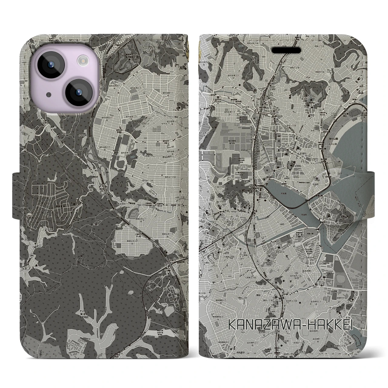 【金沢八景(神奈川県)】地図柄iPhoneケース(手帳タイプ)