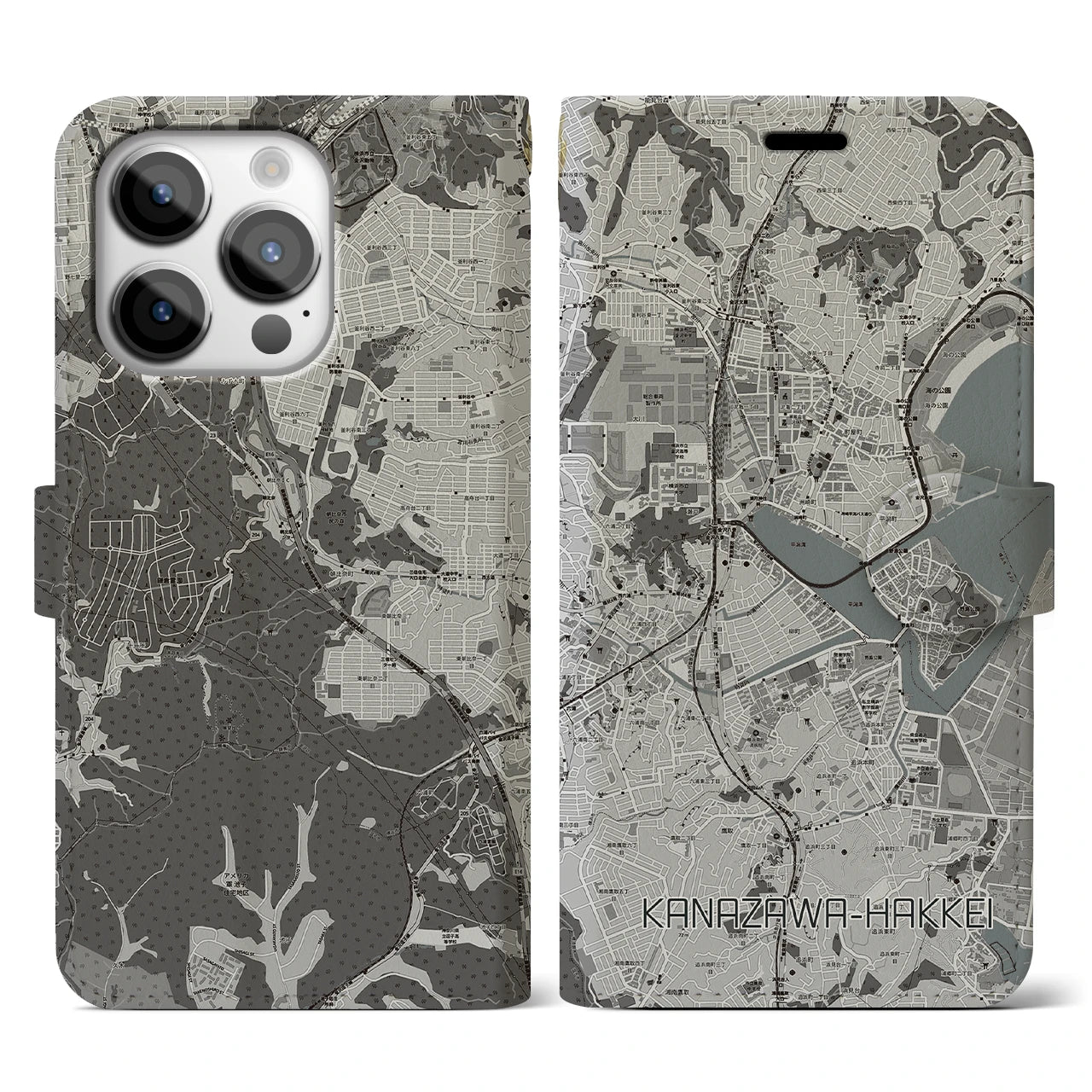 【金沢八景(神奈川県)】地図柄iPhoneケース(手帳タイプ)