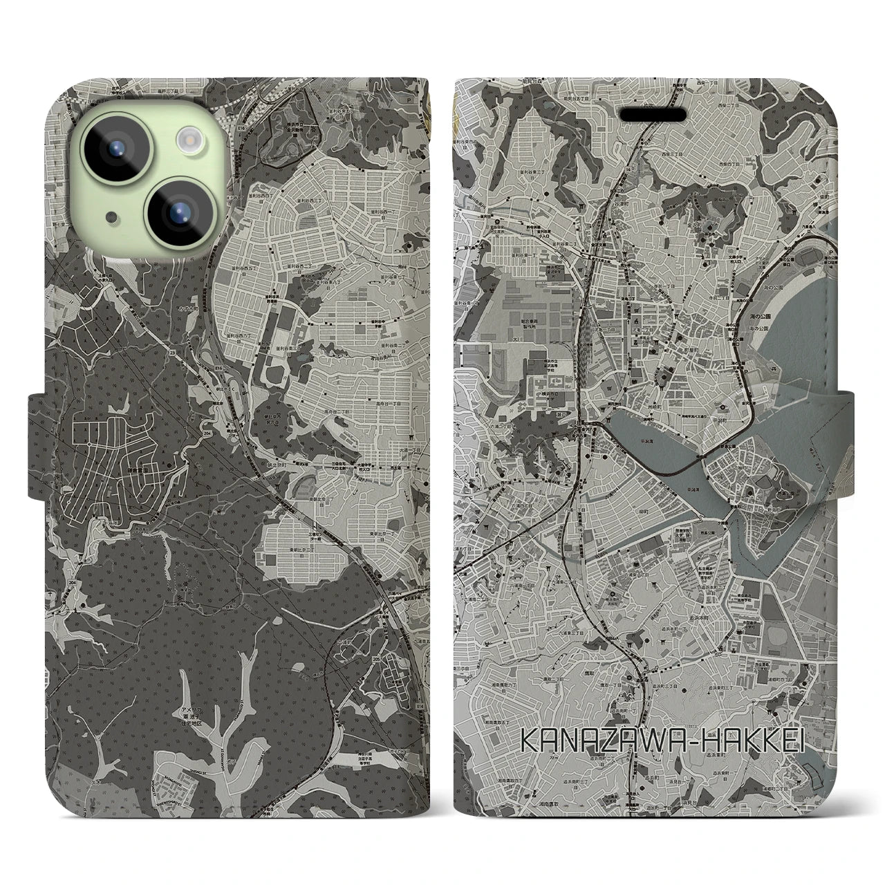 【金沢八景(神奈川県)】地図柄iPhoneケース(手帳タイプ)