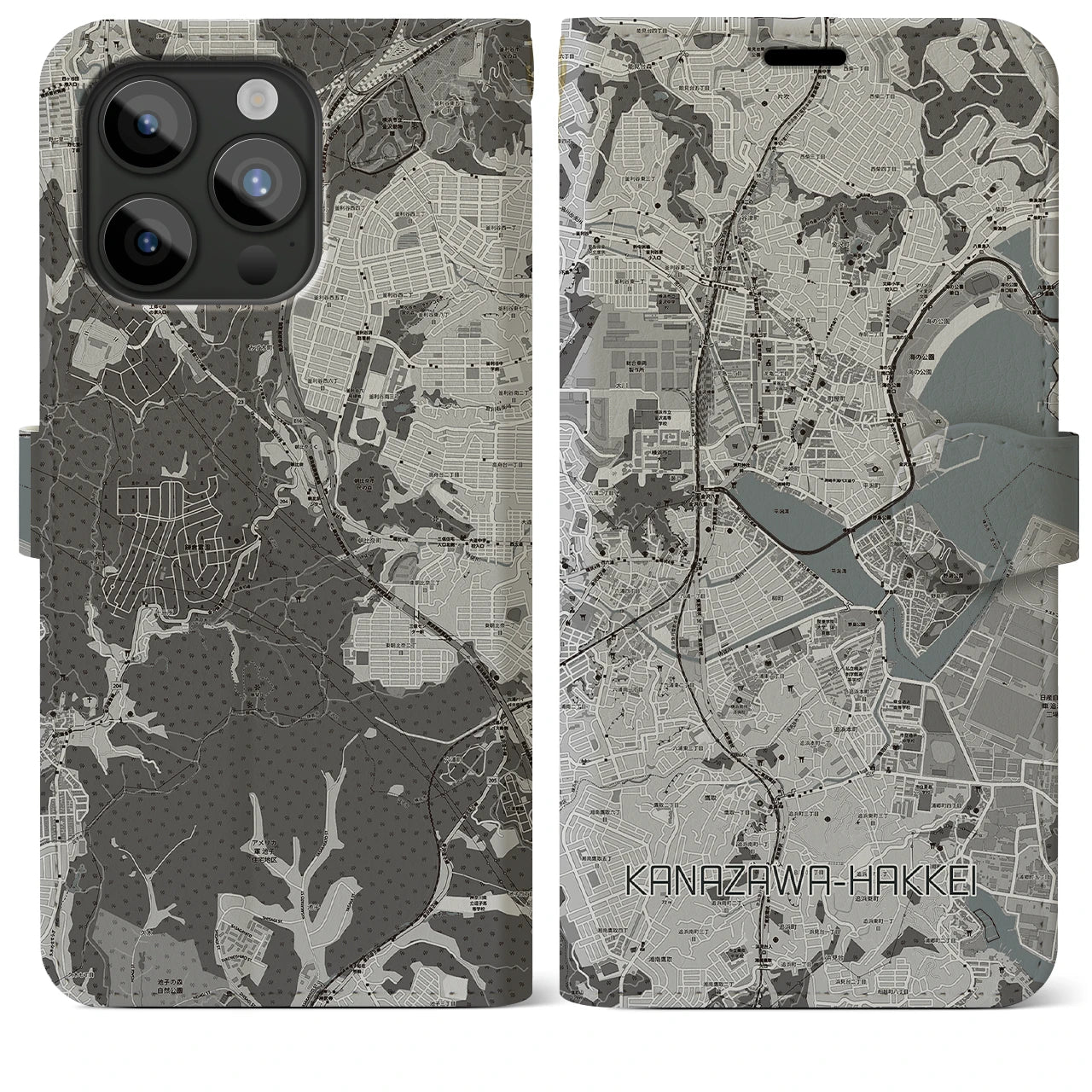 【金沢八景(神奈川県)】地図柄iPhoneケース(手帳タイプ)