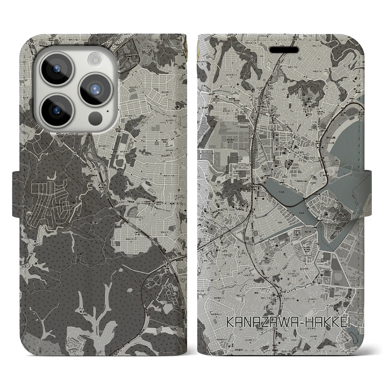 【金沢八景(神奈川県)】地図柄iPhoneケース(手帳タイプ)