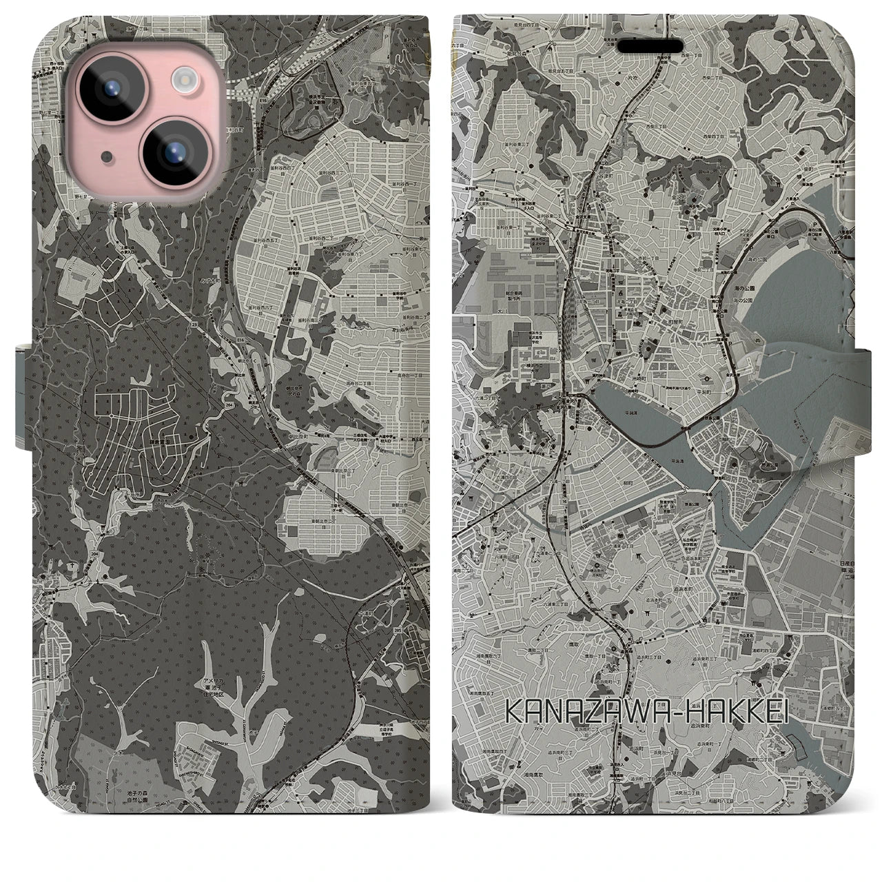 【金沢八景(神奈川県)】地図柄iPhoneケース(手帳タイプ)