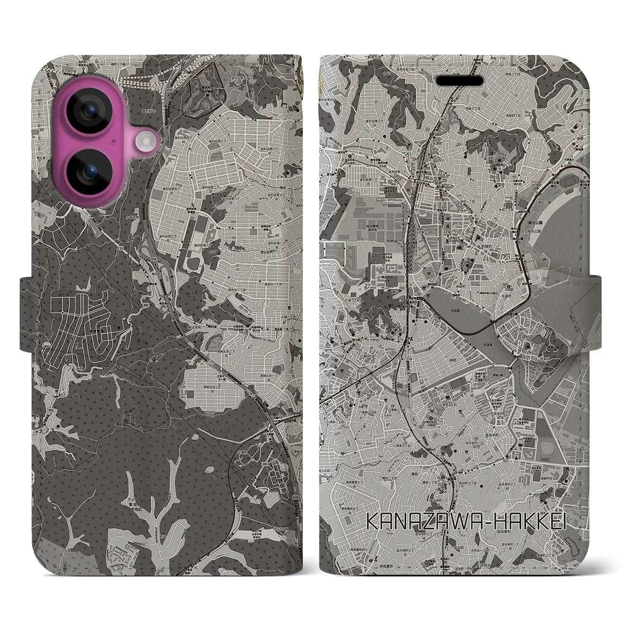 【金沢八景(神奈川県)】地図柄iPhoneケース(手帳タイプ)